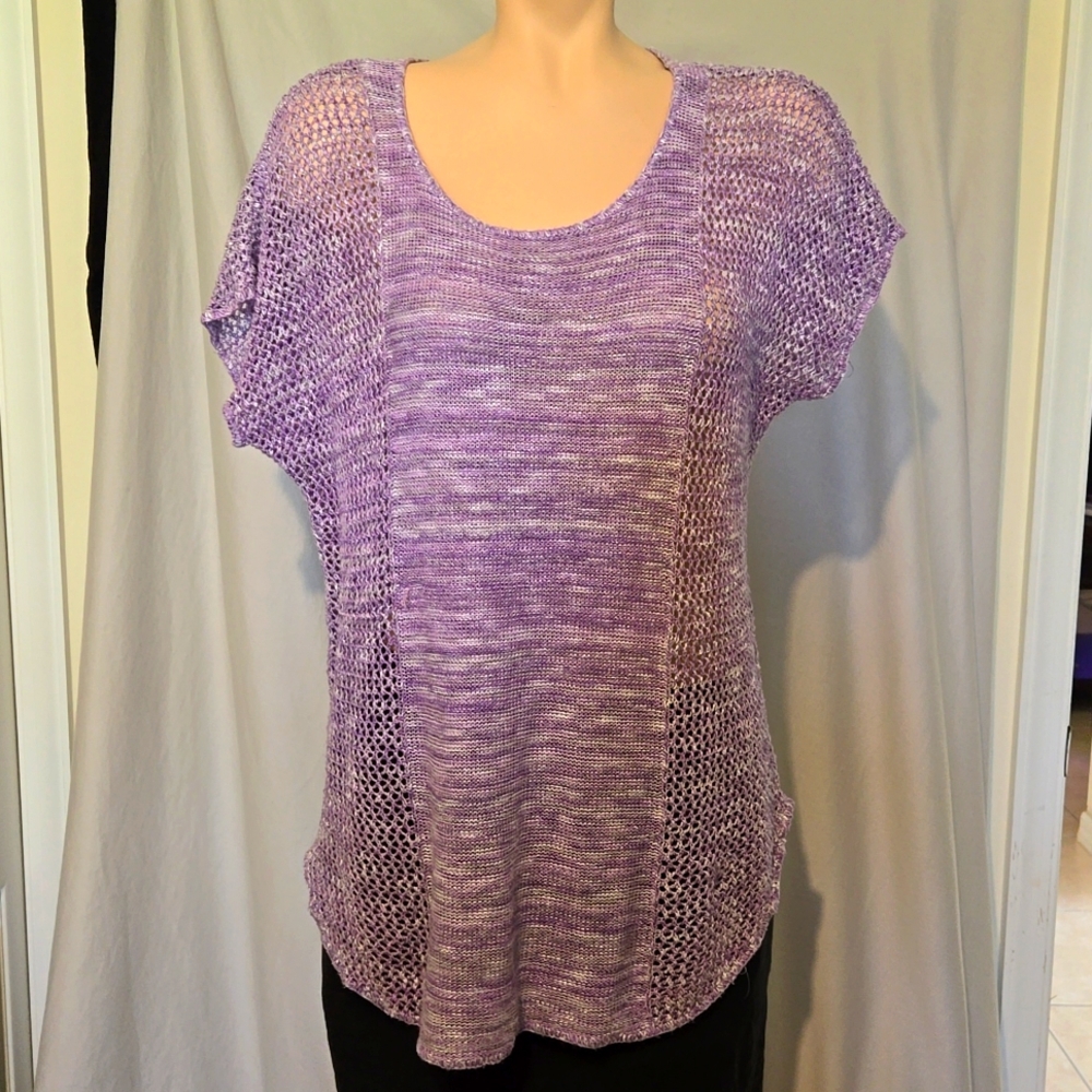 212 lavender open weave knit sweater
